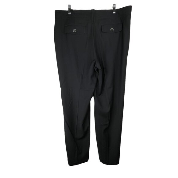 Apanage Trouser Pants Straight Leg Black Fleece Wool Blend Flat Front Size 16 - Picture 2 of 9